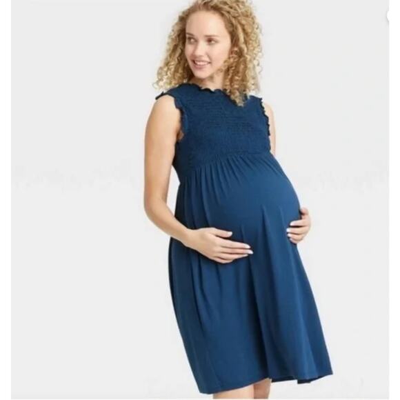 The Nines By Hatch Sleeveless Smocked Jersey Maternity Dress Womans Medium - Picture 1 of 9